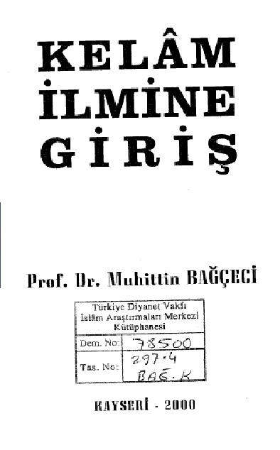 Kelam Ilmine Giriş-Muhitdin Bağçeli-2000-126s