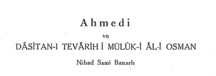 Ahmedi Ve Dastani Tevarixi Mülüki Ali Osman-Nihad Sam Banarli-49s