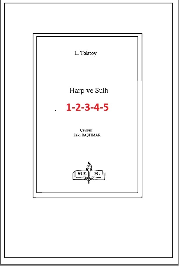 Savaş Ve Barış-1-2-3-4-5-Lev Nikolayevic Tolstoy-Zeki Baştımar