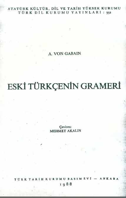 Eski Türkcenin Qrameri