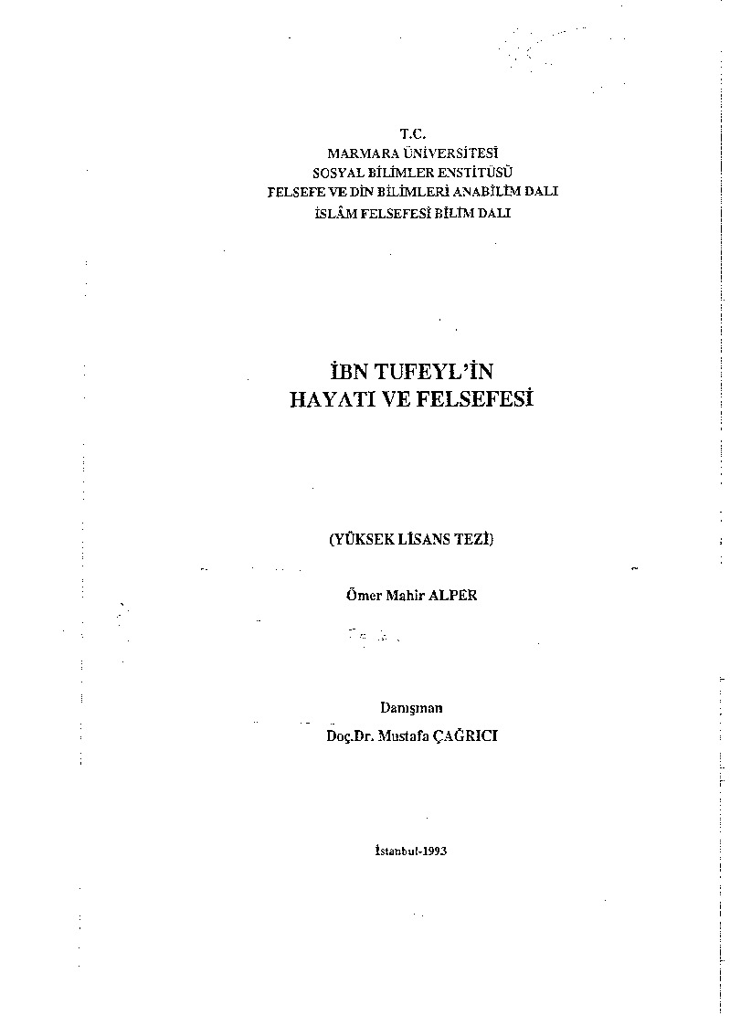 Ibn Tüfeylin Hayatı Ve Felsefesi-Ömer Mahir Alper-1993-118s