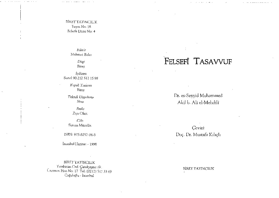 Felsefi Tasavvuf-Seyyid Muhammed Akil B. Ali Elmehdili-Çev-Mustafa Qılıclı-1998-109s