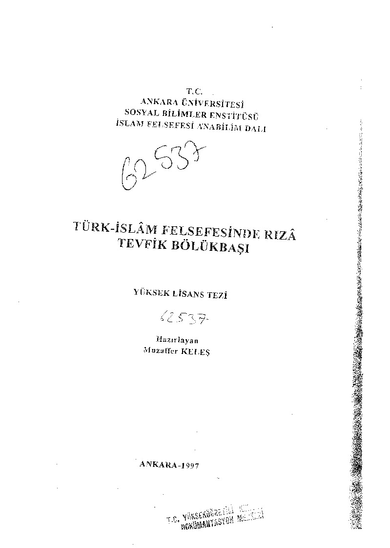 Türk İslam Felsefesinde Rıza Tevfik Bölükbaşı-Muzaffer Keleş-1997-118