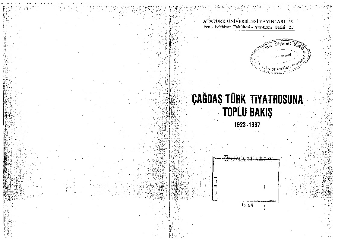 Çağdaş Türk Tiyatrosuna Toplu Baxış-1923-1967-Niyazi Akı-1968-135s