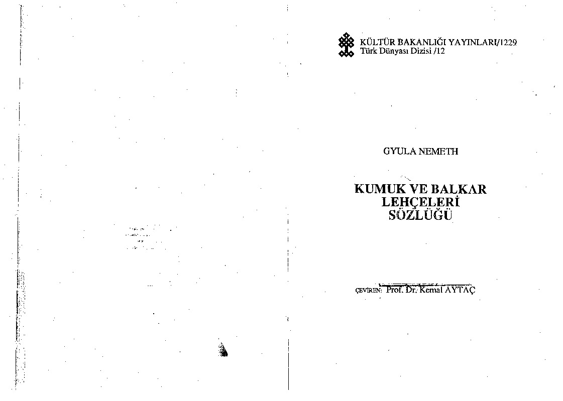 Qumuq Ve Balqar Lehceleri-Ağızlıqları- Sözlüğü Gyula Nemeth -Kemal Aytac 1990 60