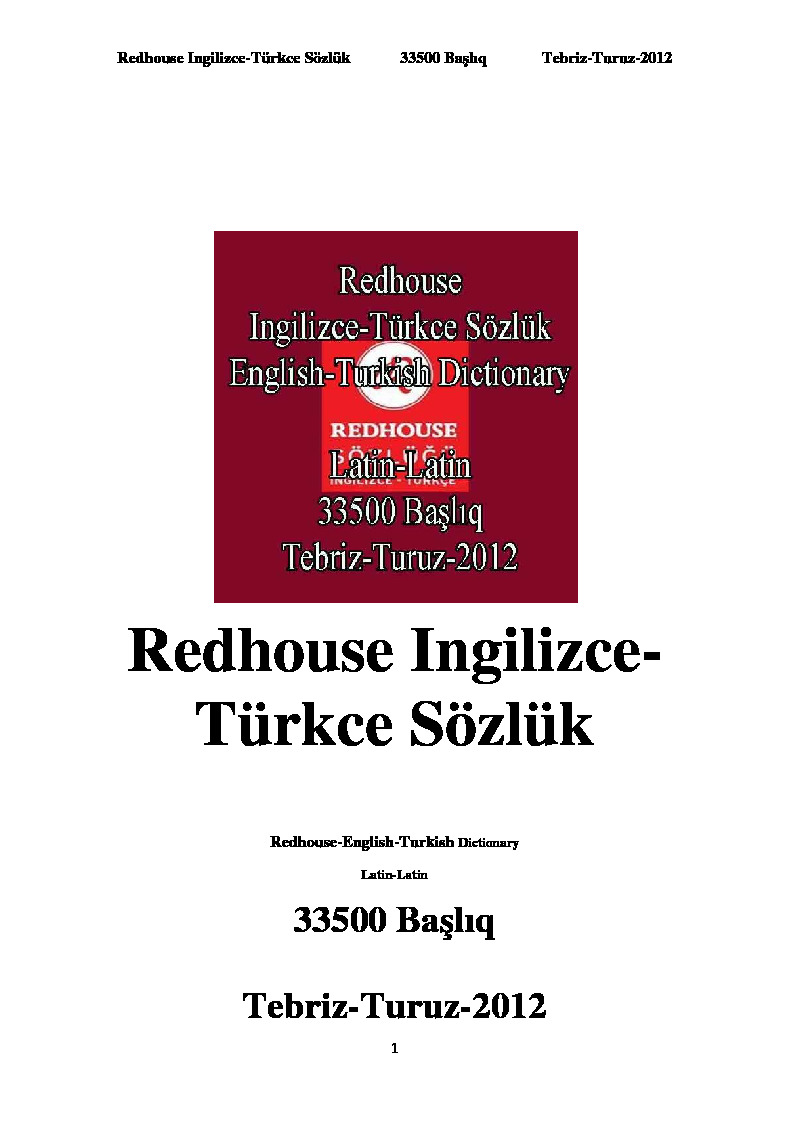 redhouse ingilizce turkce sozluk redhouse english turkish dictionary