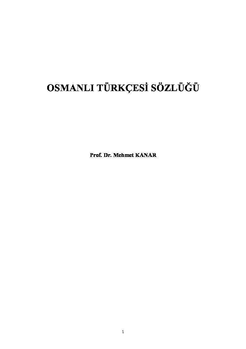 osmanli turkcesi sozlugu mehmet kanar