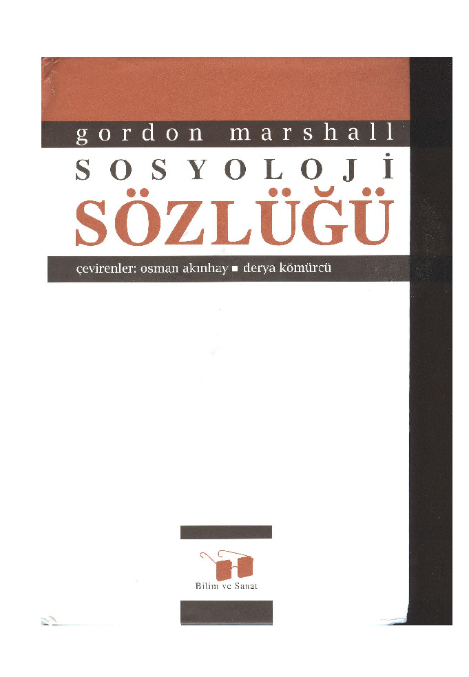 Sosyoloji Sözlüğü-Qordon Marsallı-Osman Akınhay-Derya Kömürçü-1999-928s