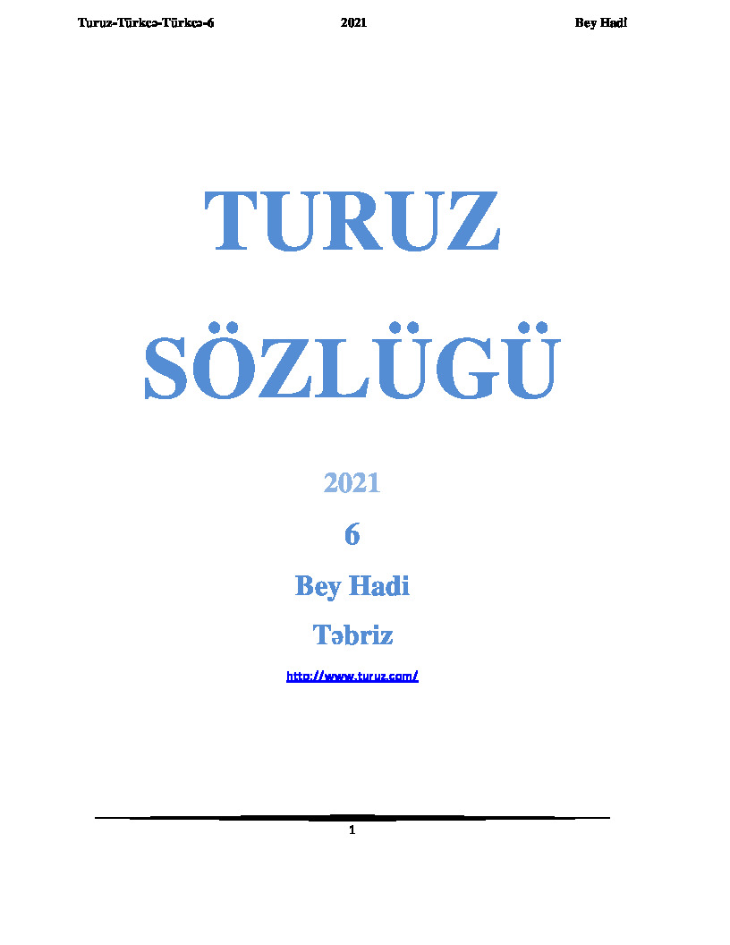 Turuz Sözlügü 2021 6  Bey Hadi  Tebriz 555s