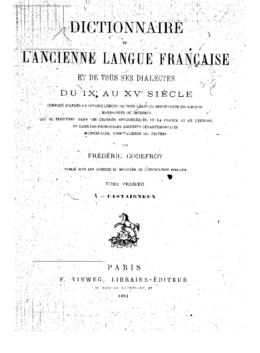 Dictionnaire De Lancienne Langue Franse Et De Tous Ses Dialectes-IX-XV-Fransızca-1884-803s