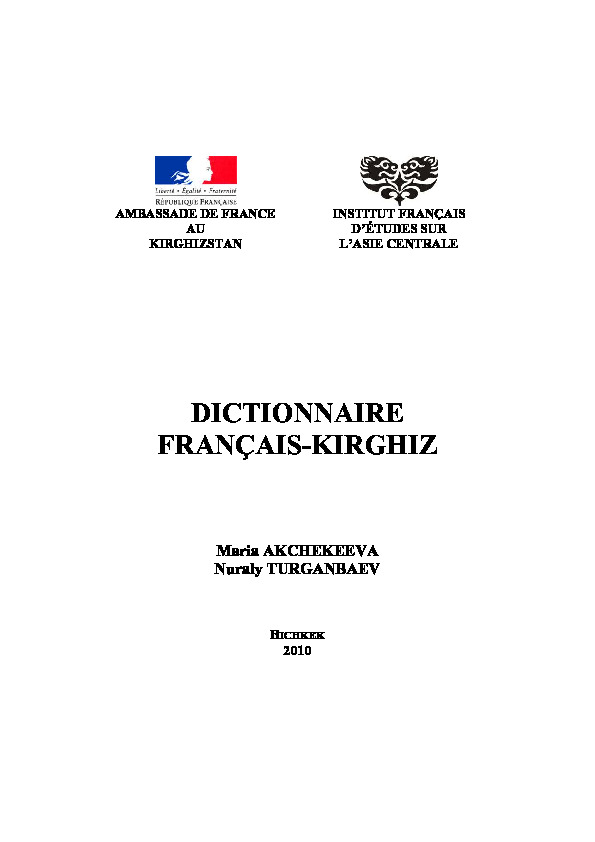 Dictionaraire Franse-Qırqız-Latin-Kiril-2010-440s