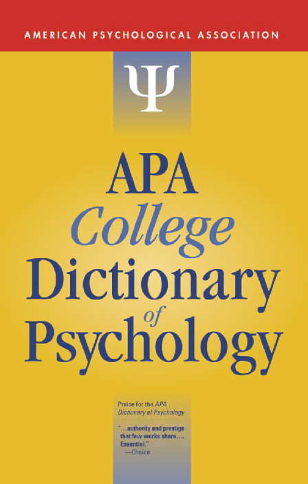 American Pscyhological Association-APA College Dictionary of Psychology-Amer Psychological Assn (2009)