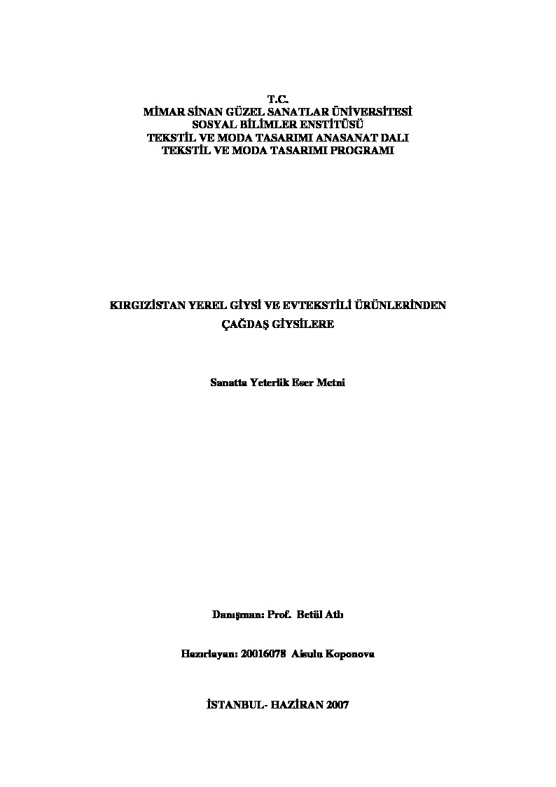 Qırqızistan Yerel Geyisi Ve Evtekstili Ürünlerinden Cağadaş Geyislere-Aisulu Koponova-2007-73s