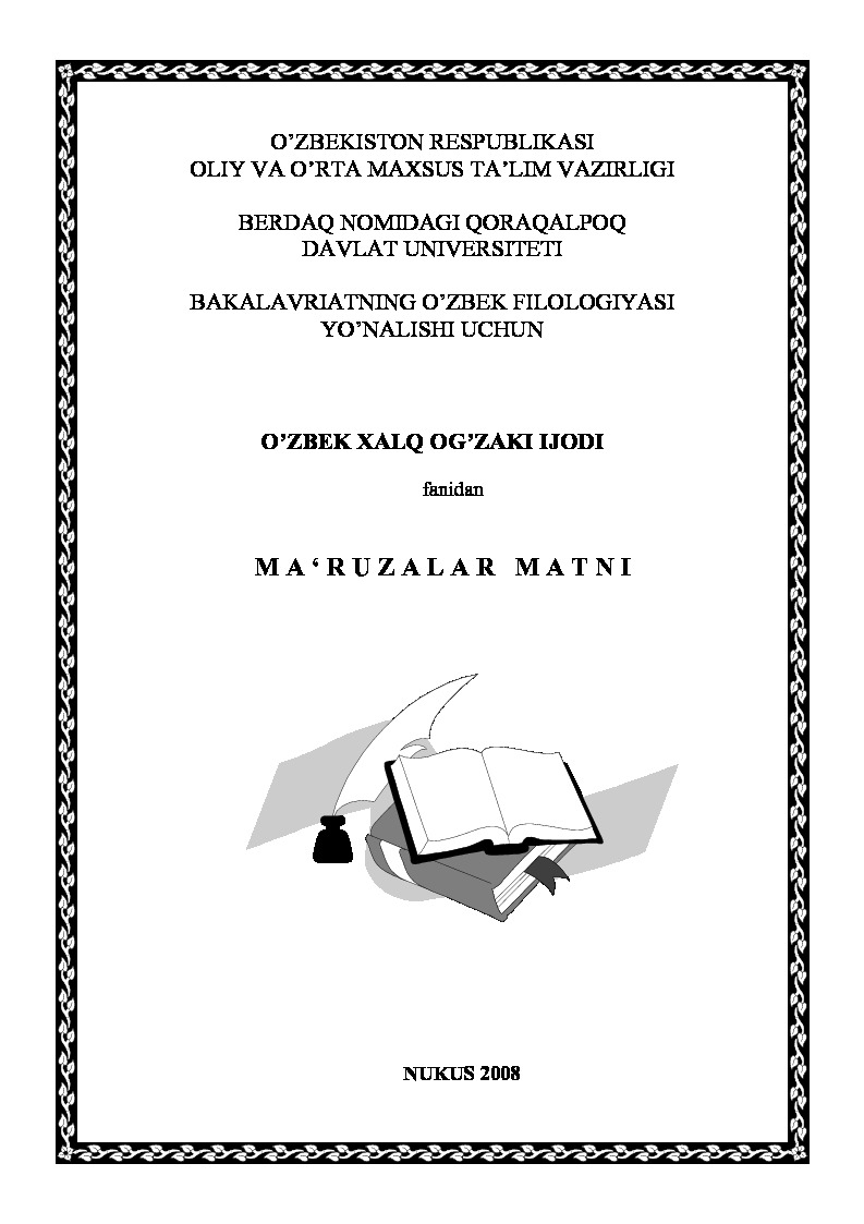 Özbek Xalq Ağzaki Icadı-Fanidan-Meruzalar Metni- Özbekce-2008-59s
