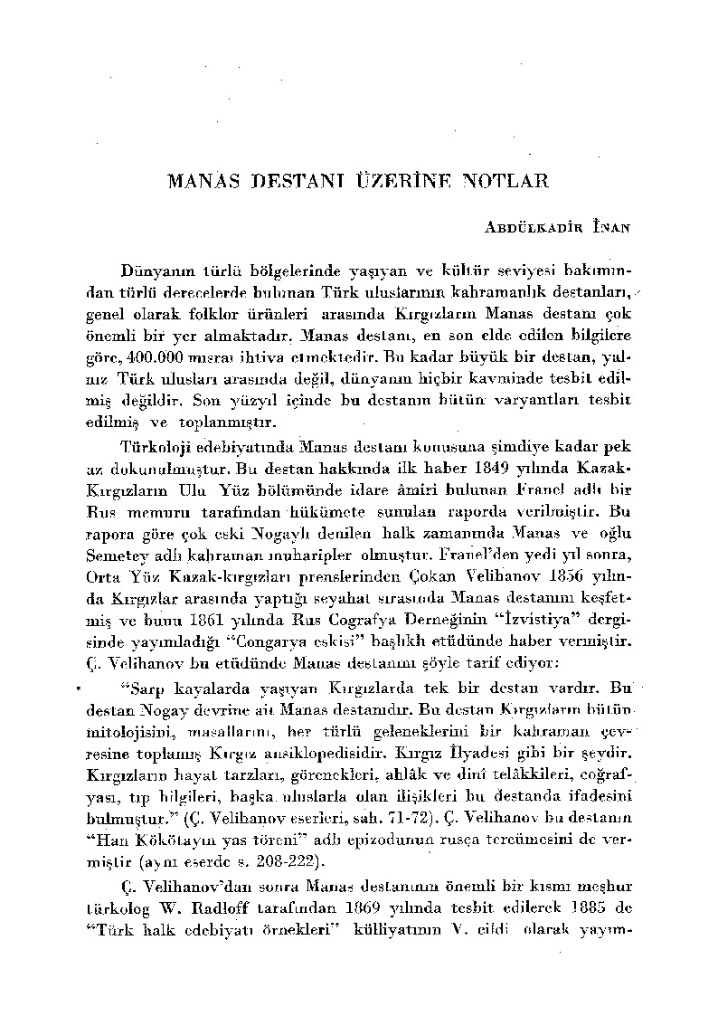 Manas Destanı Üzerine Notlar-1959-Abdulqadir Inan-35s+çiğdem Akyüz-Manas Destanında Alp Qadın Tipi-12s