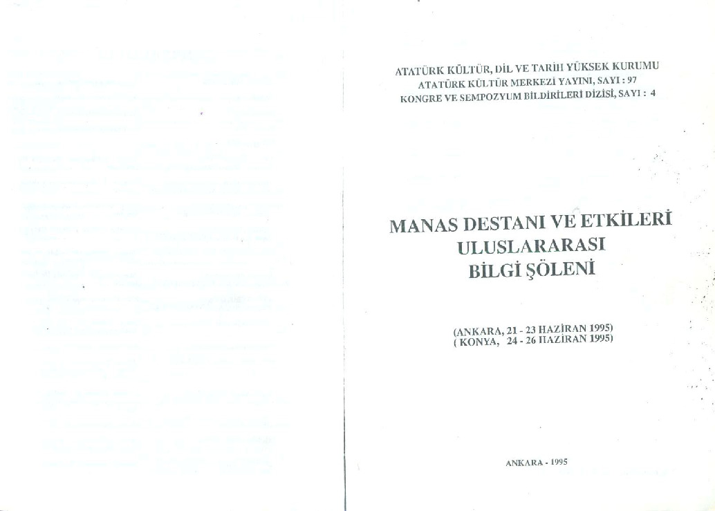 Manas Destanı Ve Etgileri Uluslararası Bilgi Şöleni-1995-328s