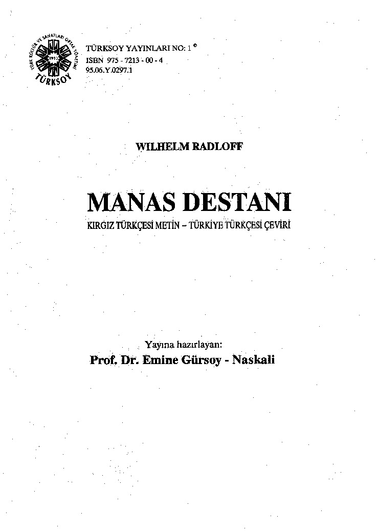 Manas Destani-Wilhelm Radloff-Emine Gürsoy-Nasqalı- Qırqız-T.Turkcesi-1995-290s