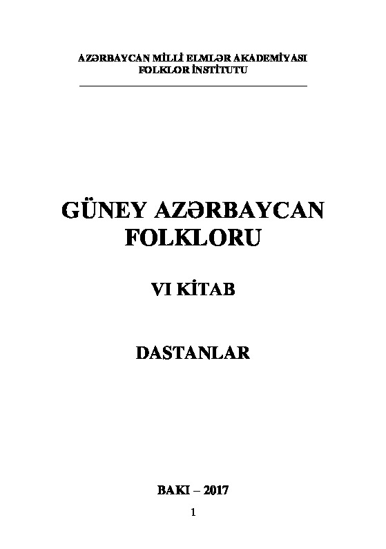 Güney Azerbaycan-Folkloru- VI-Destanlar-2018-358s