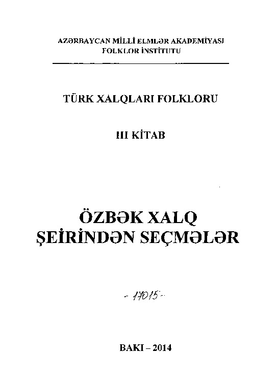 Türk Xalqları Folkloru-I- Krim-Tatar Xalq Şiirinden Seçmeler 2013 91s