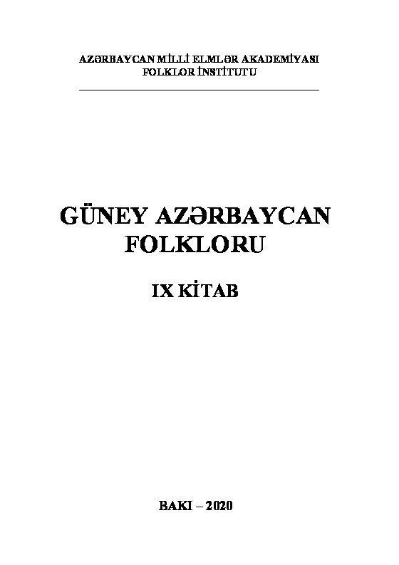 Güney Azerbaycan Folkloru-IX Cild-Baki 2020-352s