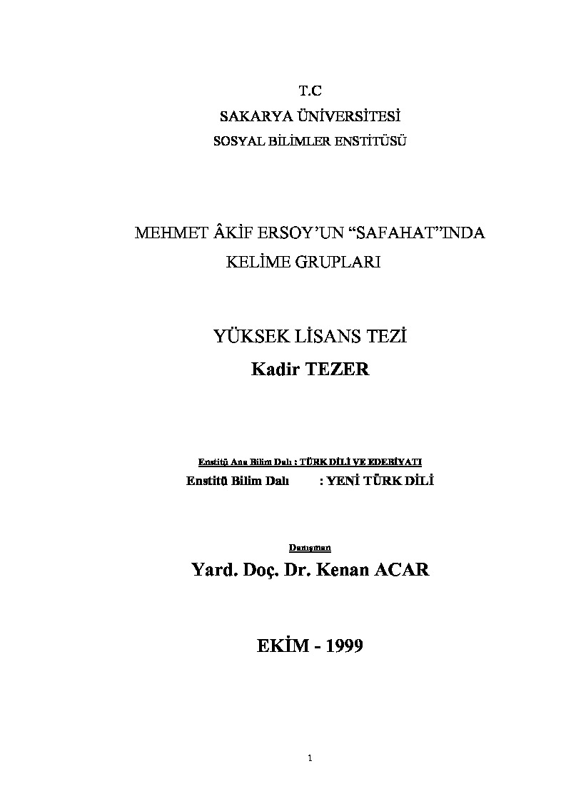 Mehmed Akifin Safahatında Kelime Qurupları-Qadir Tezer-1999-280s