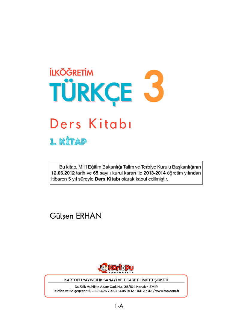 Ilköğretim Türkce Ders Kitabı-03.Sinif-1.Kitab-Gülşen Erxan-136s