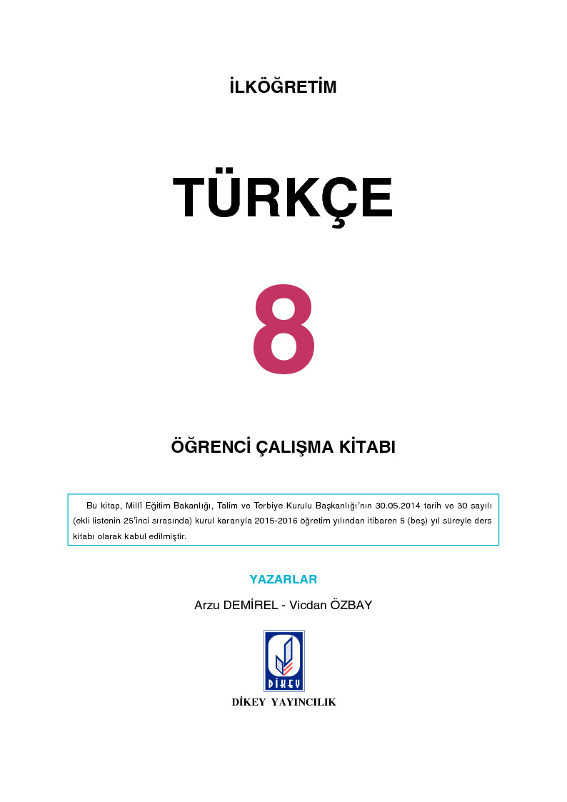 Ilkoghretim Türkce Öğrenci Çalışma Kitabı-8.Sinif-2016-165s