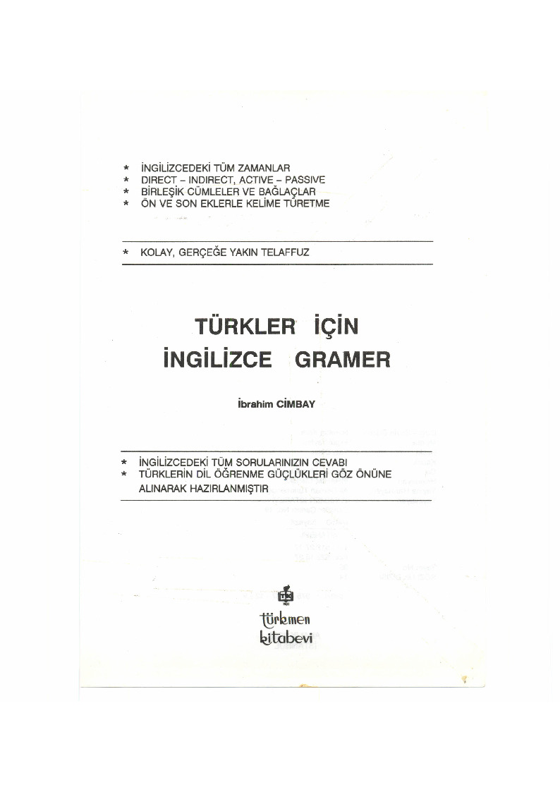 Turkler İchin İngilizce Qramer-Ibrahim Cimbay-1993-377s