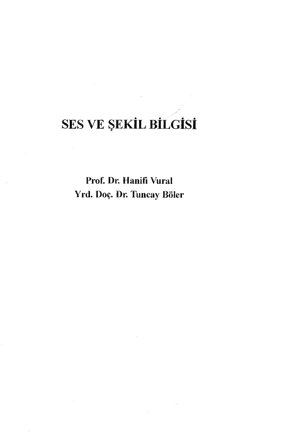 Ses Ve Şekil Bilgisi-Henifi Vural-Tuncay Boler-2011-287s