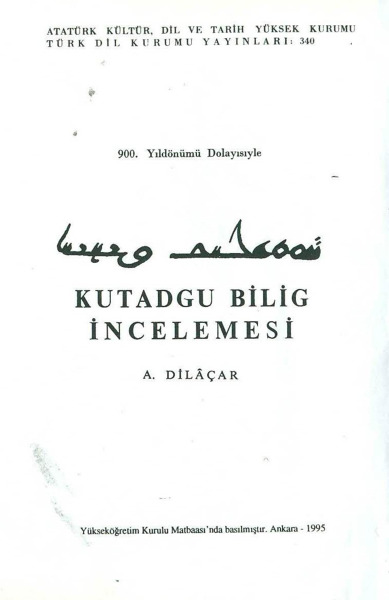 Qutadqu Bilik Incelemesi-A.Dilaçar-1995-208s
