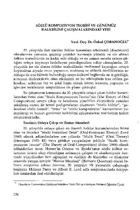 Sözlü Kompozisyon Teorisi Ve Günümüz Xalqbilimi Çalışmalarındaki Yeri-Özqul Çobanoğlu-33s