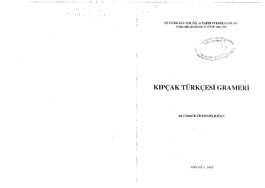 Qıpçaq Türkcesi Qrameri-Ali Fehmi Qaramnlıoğlu-1994-164s