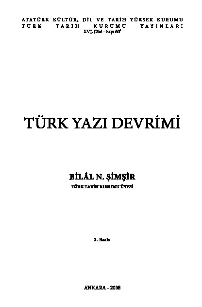 Türk Yazı Devrimi-Bilal N.şimşir-1992-508s