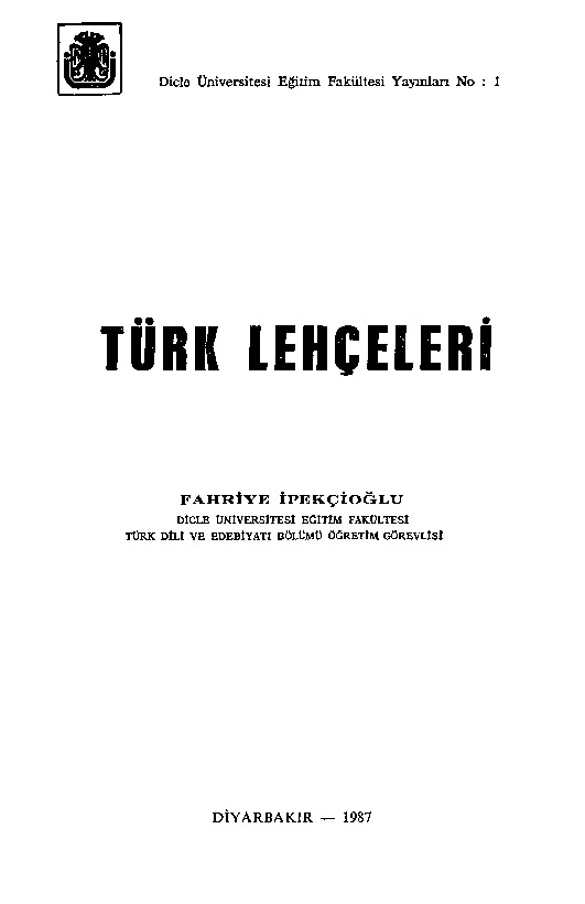 Türk Lehceleri Fexriye Ipekçioğlu-1987-354s