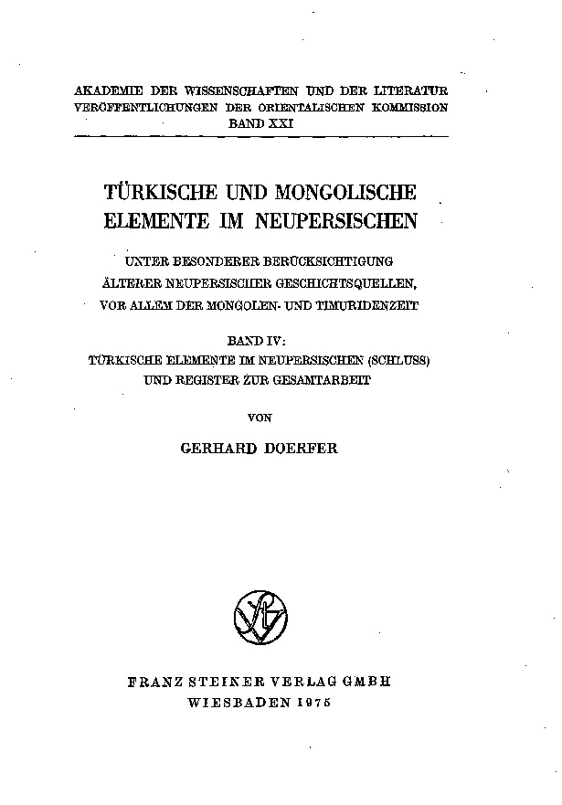 Türkische Und Mongolische Elemente Im Neupersischen IV Gerhard Doerfer-1975-646s