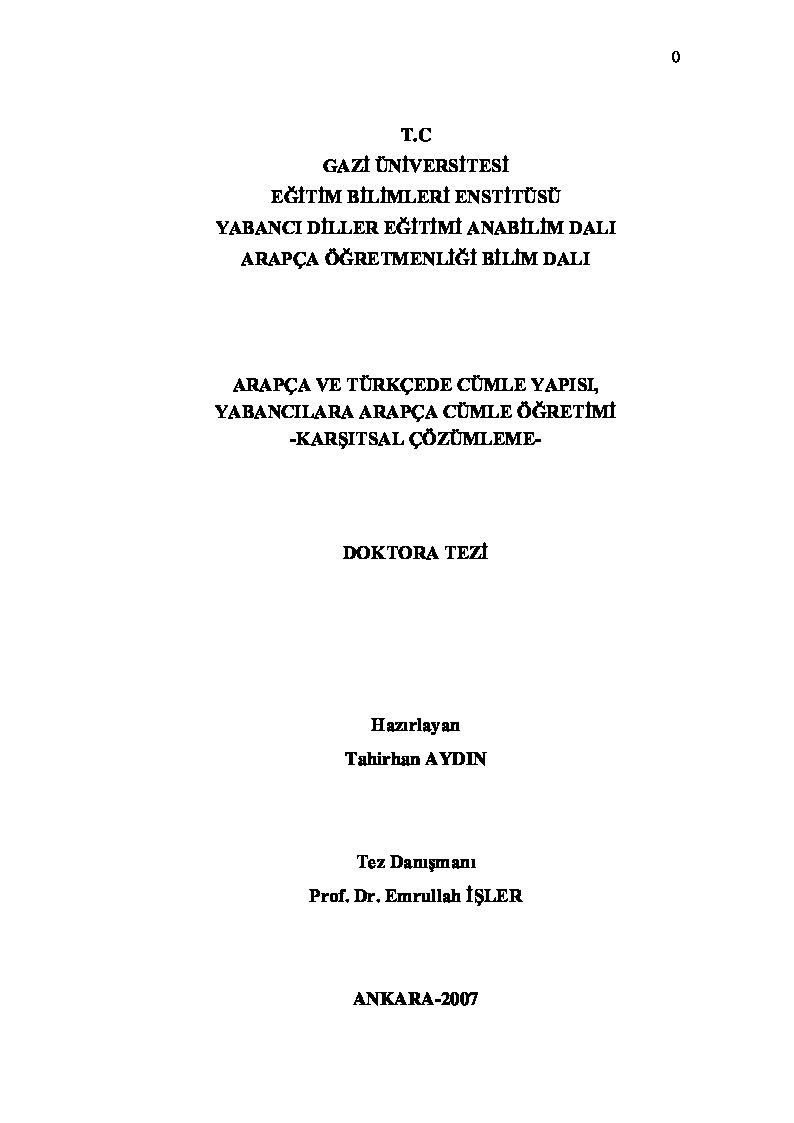 Erebce Ve Türkcede Cümle Yapısı Yabancılara Erebce Cümle Öğretimi Qarşıtsal Chözümleme-Tahirxan Aydın-2007-265s