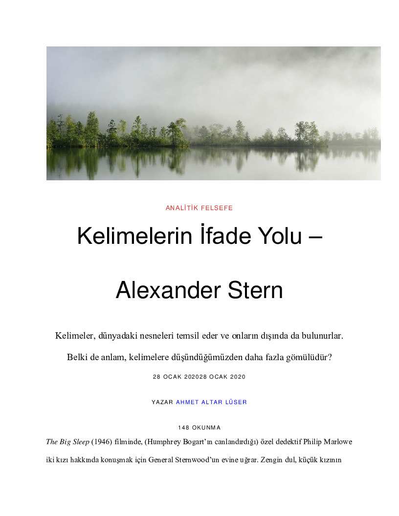 Kelimelerin İfade Yolu-Alexander Stern-2019-19