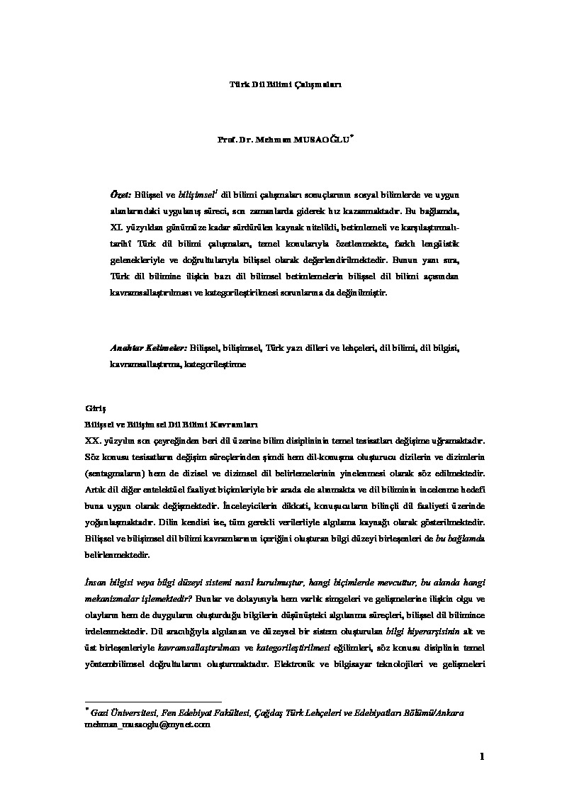 Turk Dil Bilimi çalışmalarl-Mehdan Musaoğlu-25s