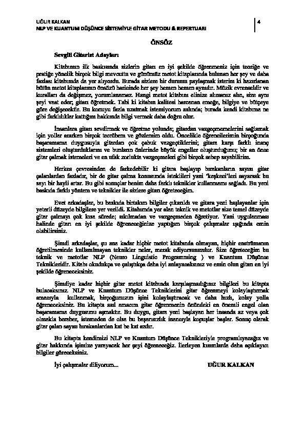 Nlp Ve Kuantum Dusunce Sistimiyle Gitar Metodu Ugur Qalxan 2013 110s