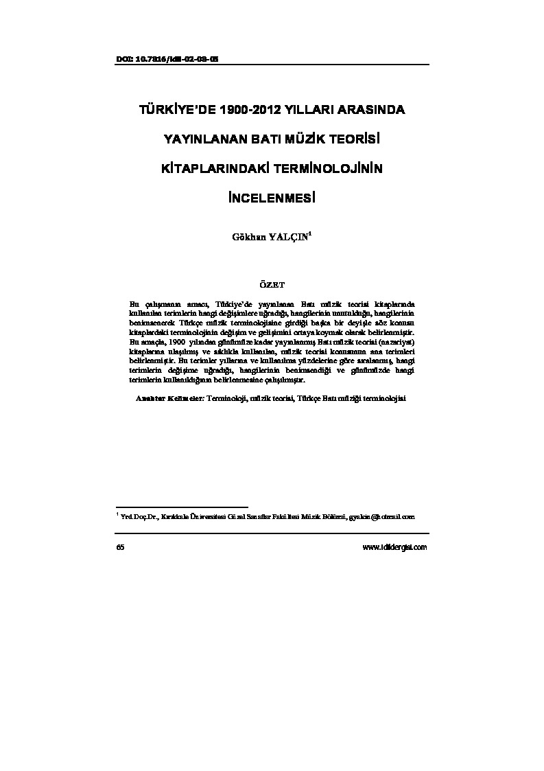 1900 2012 Illerde Türkiyede  Yayınlanan Müzik Kitablarında Terminolojinin Incelenmesi  Gökxan Yalçın-27s