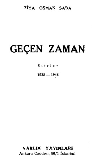 Geçen Zaman-Şiirler-1928-1946-Ziya Osman Saba-1947-115