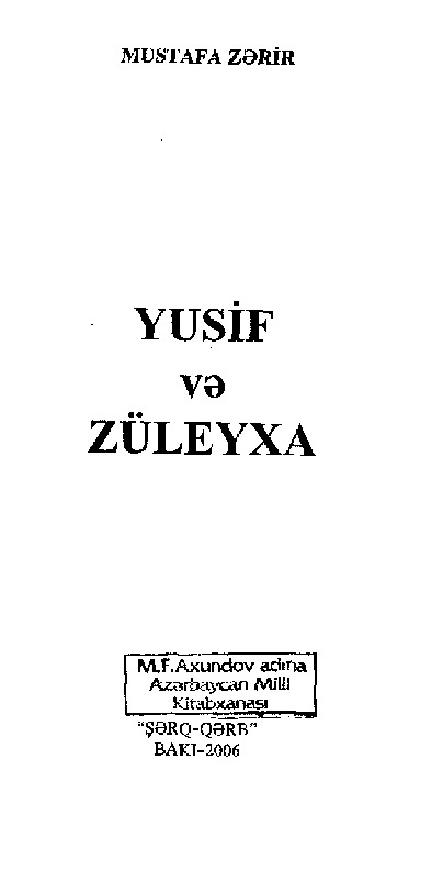 Yusif Ve Züleyxa-Mustafa Zerir-Baki-2006-65s