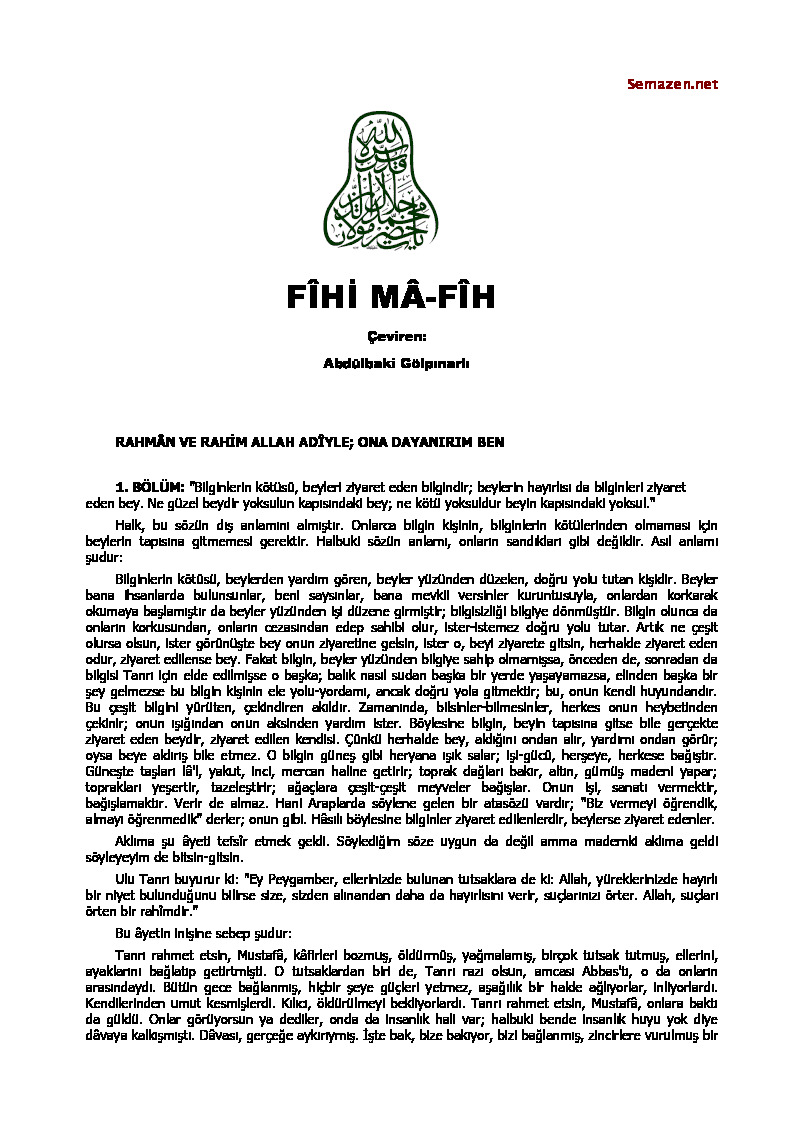 Fihi Ma Fihi Pdf