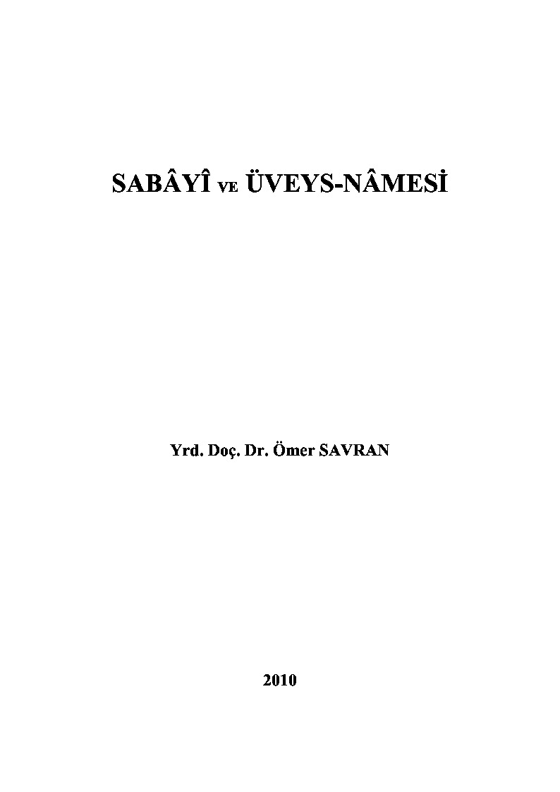 Sabayi Ve Üveysnamesi-Ömer Savran-2010-71s