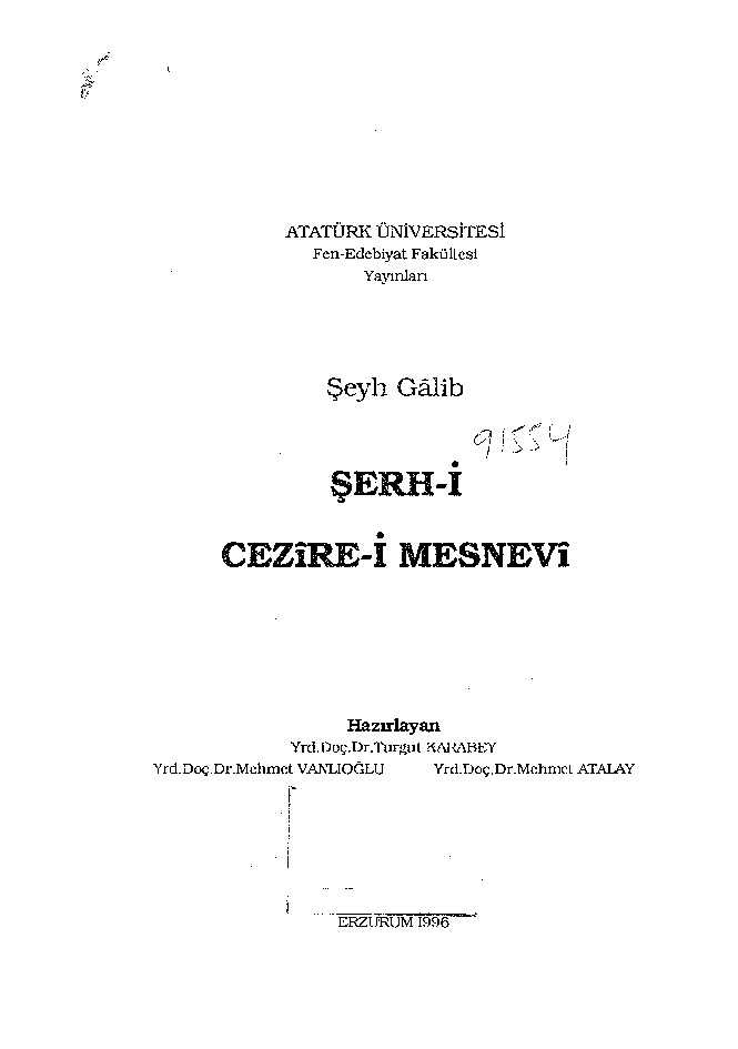 Şerhi Cezireyi Mesnevi-Şeyx Qalib-Turqut Qarabey-1996-272s