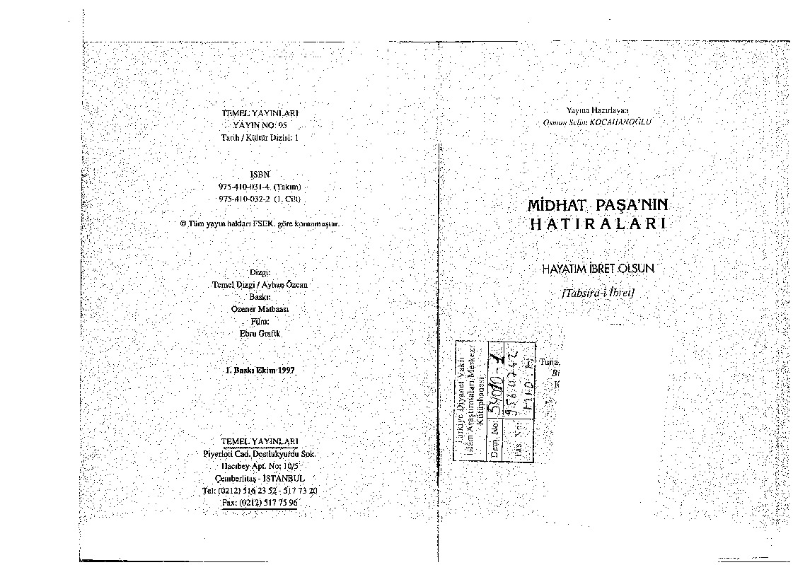 Ahmed Midhet Paşanın Xatıraları-Ebced-1997-224s