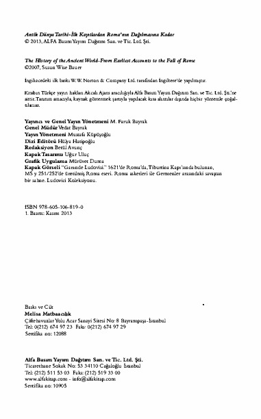 Antik Dunya Ilk Qayidlardan Rumanin Dagilmasina Susan Wise Bauer Mehmed Morali 2013 876s