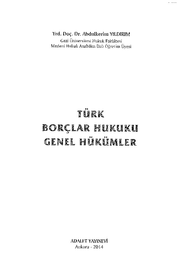 Türk Borclar Huququ Genel Hükümler-Ebdulkerim Yıldırım-2014-436s