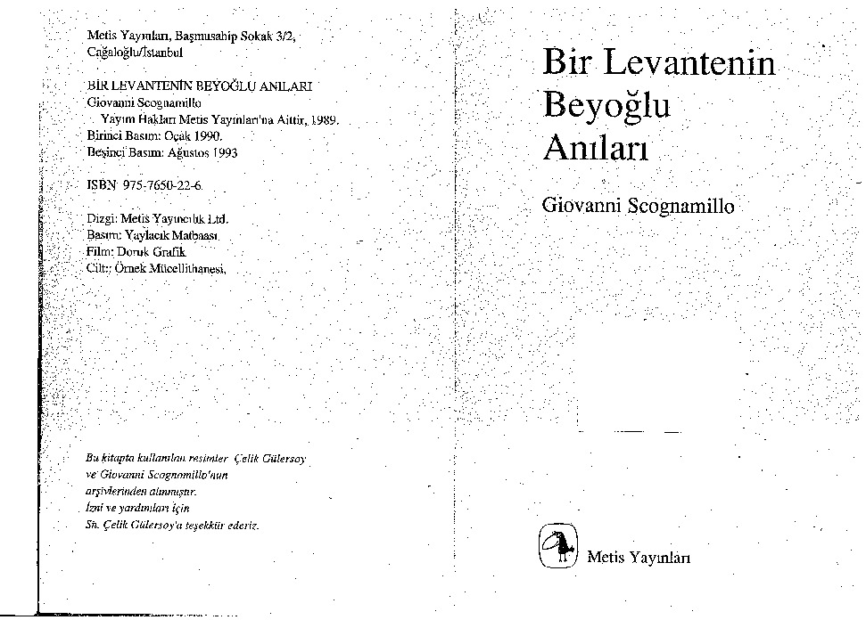 Bir Levantenin Beyoğlu Anıları-Giovanni Scoglamino-1990-145s