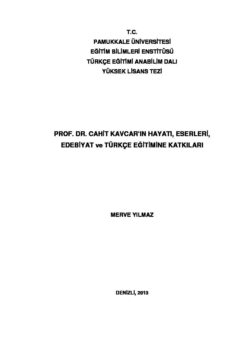 Cahid Qavcarın Hayatı-Eserler-Edebiyat Ve Türkce Eğitimine Qatqılar-Merve Yılmaz-2013-231s